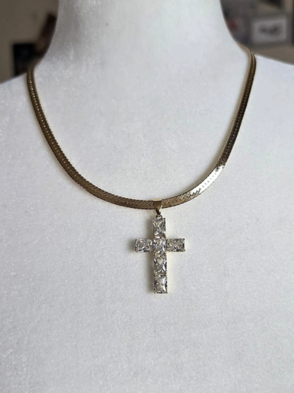 Cadena Con Dije De Cruz Oro Laminado 14k